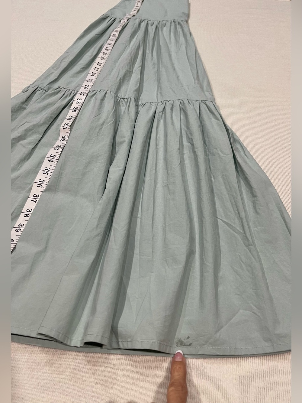 Mazik Top Tier Light Sage Green Tiered Ruffle Maxi Skirt Size Large - Picture 12 of 15